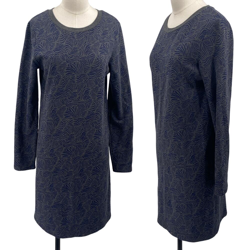 Boden Sweatshirt Dress Crew Neck Long Sleeve Cotton Animal Print Zebra Gray 6